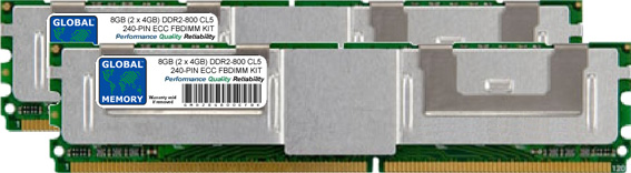 8GB (2 x 4GB) DDR2 800MHz PC2-6400 240-PIN ECC FULLY BUFFERED DIMM (FBDIMM) MEMORY RAM KIT FOR SERVERS/WORKSTATIONS/MOTHERBOARDS (4 RANK KIT CHIPKILL)